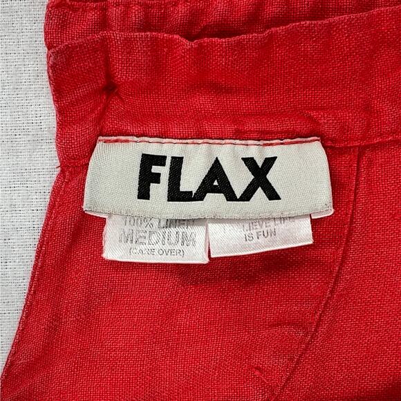 FLAX Linen Dress Womens Medium Orange Sleeveless Shift Scoop Neck Lagenlook - Picture 8 of 16